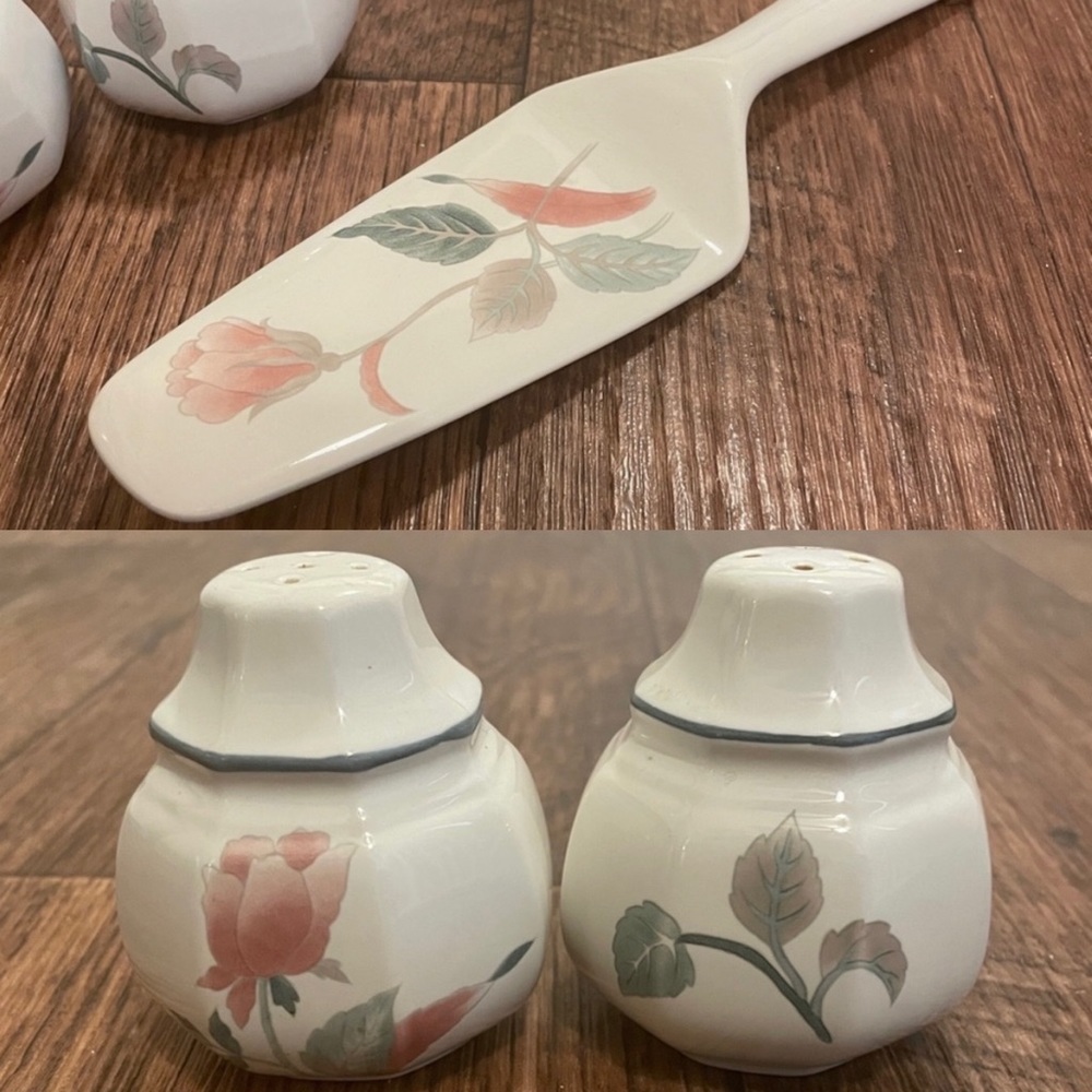 Mikasa Watercolor Cake Knife & Salt + Pepper Shakers